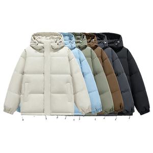 <b>Men's</b> Hooded Puffer Jacket Winter Thick Windproof Casual Loose Fit Polyester Wadding Zipper Closure Solid Color Lightweight <b>men</b> - Product Image 3
