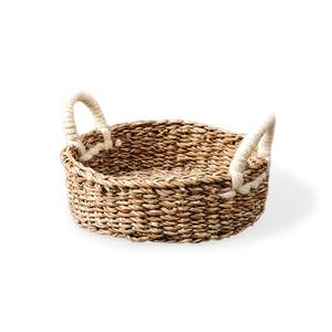 Round seagrass <b>basket</b> with handle for holding <b>bread</b> Handmade Storage <b>Basket</b> Wholesale eco-friendly Made in Vietnam - Product Image 1