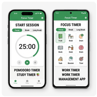 Aplicación de Temporizador de Productividad RoyalCraft Enterprise, Temporizador de Estudio Pomodoro, Herramienta de Gestión del Tiempo para IOS Mac (Flutter Hybrid Mobile)