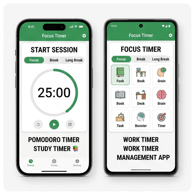 RoyalCraft Enterprise Productivity Timer App Focus Pomodoro Study Timer Time Management Tool for IOS Mac (Flutter Hybrid Mobile
