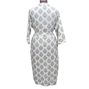 Kimono Floral Hecho a Mano para Mujer, 100% Algodón, Secado Rápido y Transpirable, Cuello en V, Cierre con Cinturón, Manga Larga - Product Image 2