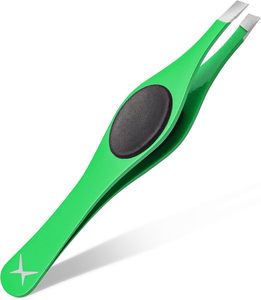 Ensemble de pinces à sourcils courbées en acier inoxydable sans soudure, étui en PU, pointes inclinées, pinces de précision durables pour une épilation classique - Product Image 2