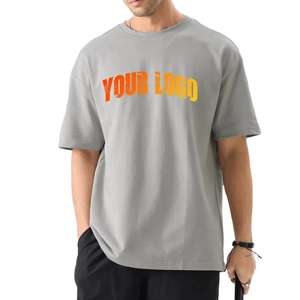 Camiseta 100% algodón para hombre, corte holgado, estampada, personalizada, estilo urbano, camiseta oversize con hombros caídos, logotipo personalizado - Product Image 1