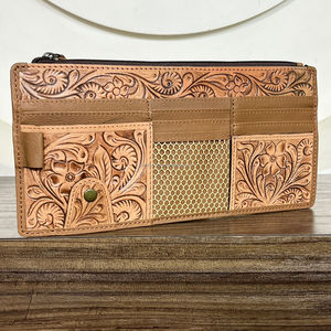 Nouvel Arrivage Organisateur de pare-soleil en cuir repoussé à la main, motif floral western, avec plusieurs poches, pour rangement automobile, accessoire automobile - Product Image 4