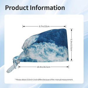 Ocean Wave Print <b>Scrub</b> Cap with Adjustable Tie <b>Back</b> - Breathable Cotton Surgical Hat for Doctors & Nurses - Wholesale Custom - Product Image 3