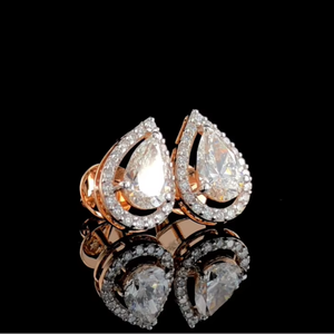 Pendientes de Diamantes Cultivados en Laboratorio de 2.20 CTW, Corte Pera, Oro Sólido de 14K, Certificados por IGI - Product Image 1