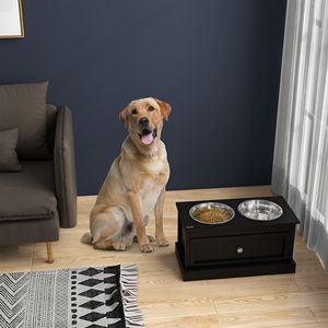 Supporto Nero Rialzato per Ciotole per Cani con Cassetto Portaoggetti, Ciotola Rialzata per Alimenti per Gatti, Ciotole per Cani con Alimentazione Lenta - Product Image 2
