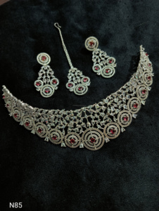 Ensemble de bijoux de mariée en diamant américain classique Collier et boucles d'oreilles en deux pièces pour mariage Style classique à la mode - Product Image 4