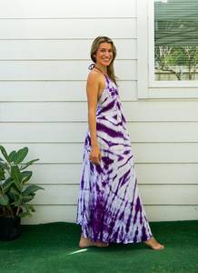 Elegante Tie Dye Maxi vestido de moda verano noche Casual desgaste sólido patrón botón decoración al por mayor playa vacaciones - Product Image 2