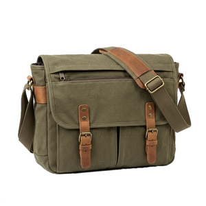 Sac messager en toile avec bandoulière, fermeture éclair, style vintage durable, unisexe, capacité 1L, couleur unie, pour affaires et voyages - Product Image 2