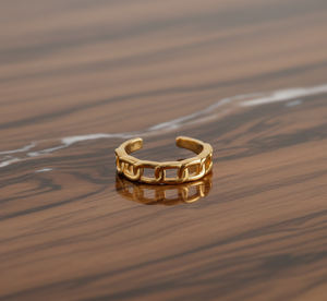 Anillo de Compromiso y Boda para Mujer, Diseño de Eslabones, Estilo Boho Clásico, Chapado en Oro, Sin Níquel, Plata de Ley 925 - Product Image 6