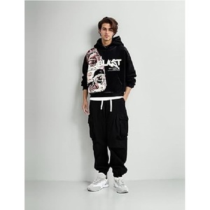 Sudadera con Capucha Gótica Casual con Estampado de Letras y Calaveras, Sudadera de Moda para Hombre, Ropa Masculina Estilo Harajuku - Product Image 4