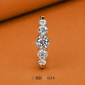 Anillo de Diamantes Redondos de Cinco Piedras, Anillo de Diamantes Cultivados en Laboratorio, Anillo de Compromiso con Engaste Trellis, Anillo de Promesa para Ella, Regalo de Aniversario - Product Image 2