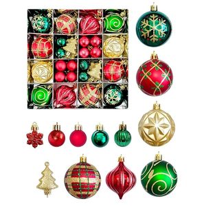 Stripes Flakes <b>Red</b> Green Gold Christmas Tree Balls Festive Xmas Tree Hanging Decoration <b>Ornaments</b> - Product Image 2