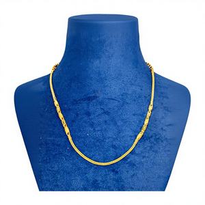 Cadena Bahubali de oro macizo de 22 quilates para hombres y mujeres, collar de eslabones de oro amarillo auténtico, joyería fina para uso diario, regalo unisex - Product Image 1