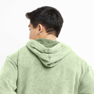 เสื้อฮู้ดดี้ผู้ชายลายโลโก้แบบกำหนดเอง ล้างสีแบบแอซิดวอช สไตล์วินเทจหนาพิเศษ ไซส์ใหญ่ ลายดีไซเนอร์ ผ้าฟลีซเฟรนช์กันหนาวสำหรับฤดูหนาว - Product Image 4