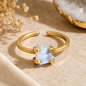 Authentique bleu flashy arc-en-ciel pierre de lune fantaisie forme broche sertissage pierre 22k plaqué or broche sertissage bague bijoux en gros - Product Image 1