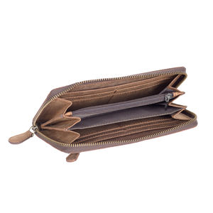 Carteras de mano tipo pulsera para mujer Oil Pull Up, de cuero genuino, con RFID, cremallera completa, tarjetero y monedero, forro de PVC vintage 2026 - Product Image 2