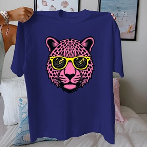 Gafas de sol Estilizadas cabeza de leopardo Rosa Camiseta de algodón puro Mujer ajuste cómodo - Product Image 3