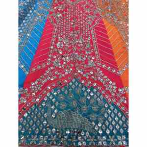 ดีไซเนอร์ MONO phentom silkprinted Jari sequence ทำงาน lehenga choli กับท้องฟ้า dupatta - Product Image 3