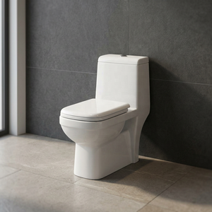 WC monobloc en céramique de haute qualité à double chasse, à alimentation par gravité, à poser au sol, pour salle de bain moderne - Product Image 2