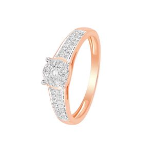 Wholesale 14K Rose <b>Gold</b> Diamond Cluster Engagement <b>Ring</b> Pave <b>Set</b> Band Round Cut Real Diamond Wedding <b>Ring</b> For Women Jewelry - Product Image 1