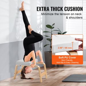 Sedia per Inversione Yoga con Telaio in Legno e Imbottitura in PU, Capacità 300 Libbre, Attrezzo per Allenamento e Supporto per Yoga - Product Image 2