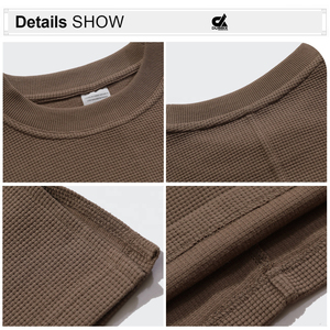 New 2026 Unisex <b>Waffle</b> Knit T-<b>Shirt</b> & Shorts Set Round Neck Solid Color Breathable Casual Summer Wear 5 Colors - Product Image 6