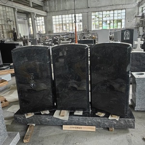 Cementerio de cementerio de estilo americano de diseño personalizado American Black GraniteFuneral Three People Tombstone Lápida para la familia - Product Image 2