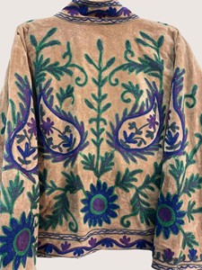 Veste en velours brodée florale bohème, col mandarin, manches longues, grande taille, vêtements d'extérieur décontractés pour adultes, automne - Product Image 5
