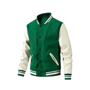 Chaqueta Varsity Personalizada al por Mayor para Hombre, Mezcla de Lana, Mangas de Cuero Genuino, Chaqueta Universitaria Estilo Bomber Vintage WVJ-0047C - Product Image 4