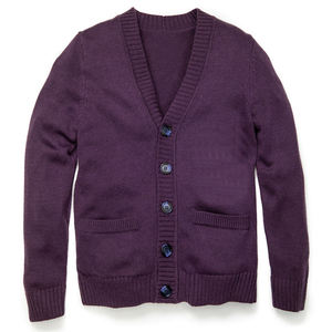 Cardigan en laine pour homme à col en V, manches longues, boutonnage frontal, rayé, en laine extra épaisse, style universitaire, tricot d'automne anti-boulochage - Product Image 3