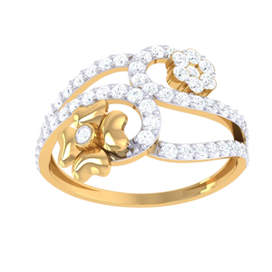 Nouvelle conception élégante, bague double à motif floral, or bicolore, anniversaire, romantique, bijoux fins, cadeau pour elle - Product Image 6