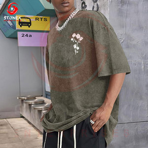 เสื้อยืดผู้ชายไซส์ใหญ่ ผ้าฝ้าย แขนสั้น พิมพ์ลายดอกไม้ ลำลอง คอกลม ทรงพอดีตัว ลายดอกกุหลาบป่า - Product Image 2
