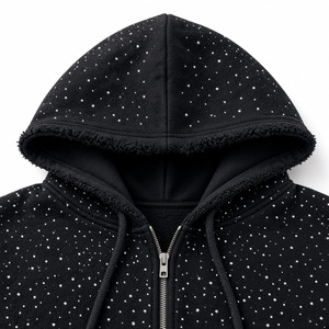 Sweat-shirt à capuche noir zippé pour homme, imprimé « Stay Loud Make Noise », motif étoile, coupe classique, streetwear, vêtement d'automne - Product Image 3