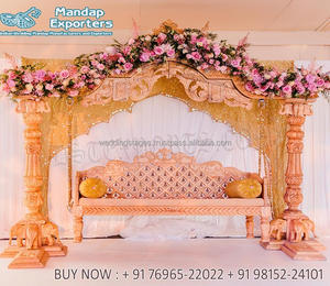 Diseñador boda madera Jhula para Mehndi Sangeet ceremonia boda dorada Columpio de madera para escenario precioso columpio para bodas Reino Unido - Product Image 6