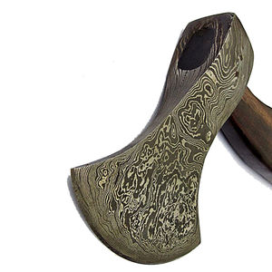 Burraq Custom Damascus Steel Tomahawks <b>Axe</b> Head Rosewood <b>Handle</b> Leather 15-Inch Overall Length Camping Hunting DIY Industrial - Product Image 4