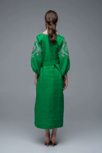 Vestido Largo de Manga Farol con Pliegues, Cintura Alta, Bordado Floral, Estilo Retro Coreano, Elegante, Suelto, por Encima de la Rodilla, Colección Primavera 2022 al por Mayor - Product Image 3