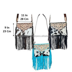 Bolso Bandolera Multifuncional Personalizado de Diseño de Lujo, Hecho a Mano con Cuero Vacuno y Flecos, Bolso de Hombro Estilo Western - Product Image 2