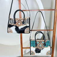 Sac à main en cuir à carreaux fait main de luxe de nouvelle mode, sac à main en cuir de vache occidental, sac à bandoulière pour femmes