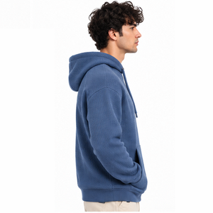 Mens Waffle Knit Hoodie Casual Thermal Pullover <b>Long</b> Sleeve Winter Outdoor Streetwear Custom Hooded <b>Sweatshirt</b> Wholesale Apparel - Product Image 3