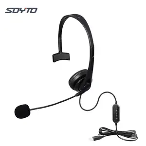 Shuoyin SY490 único ouvido barato escritório com fio computador call center USB fone de ouvido fone fone de ouvido telefone para o escritório PC Skype