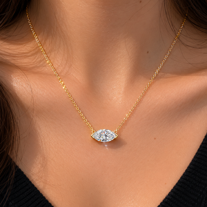Collar de Joyería con Diamante Cultivado en Laboratorio Personalizado, Corte Marquesa con Puntas en V, para Mujer, Oro de 18k, Colgante de Lujo con Certificado IGI - Product Image 5