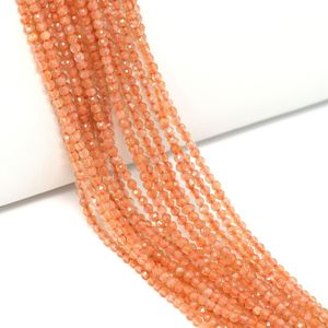 Perles Rondelles Facettées en Pierre de Soleil Naturelle en Gros |   Collier de perles de pierre de lune pêche de 4 mm - Product Image 3
