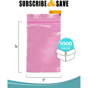 Confezione 1000 rosa antistatica pesante 4X6 sacchetti di plastica con cerniera riutilizzabili 4 Mil prodotti per l'imballaggio di piccole imprese - Product Image 2