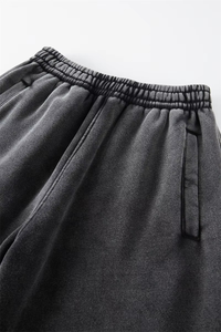 Pantalones Deportivos de Algodón Negro para Hombre, Cintura Elástica, Bolsillos Laterales, Estilo Casual Otoñal, Tejido de Punto, Peso Medio - Product Image 5