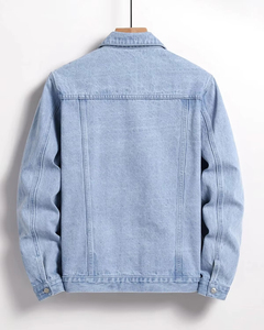 Top Selling Slim Fit Cotton Denim <b>Jacket</b> Men Denim <b>Jackets</b> & Coats Casual Solid Color Autumn Jeans Washed Winter Style Regular - Product Image 2