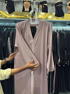 Offre Spéciale – Abaya Modeste de Dubaï à Manches Longues, Ornée de Perles et de Paillettes, Faite à la Main, Traditionnelle, pour Mariage, en Polyester Respirant, Col en V pour Femme - Product Image 4