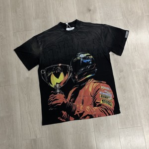 DUAA nueva camiseta de manga corta perforada con diamantes de imitación estilo americano vintage para hombre, tendencia de verano - Product Image 2