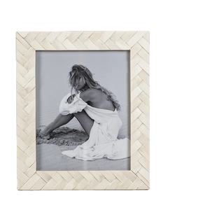 Cadre photo artisanal de luxe en bois massif et incrustations en os, style moderne minimaliste vintage bohème, décoration intérieure, cadeau artisanal - Product Image 1